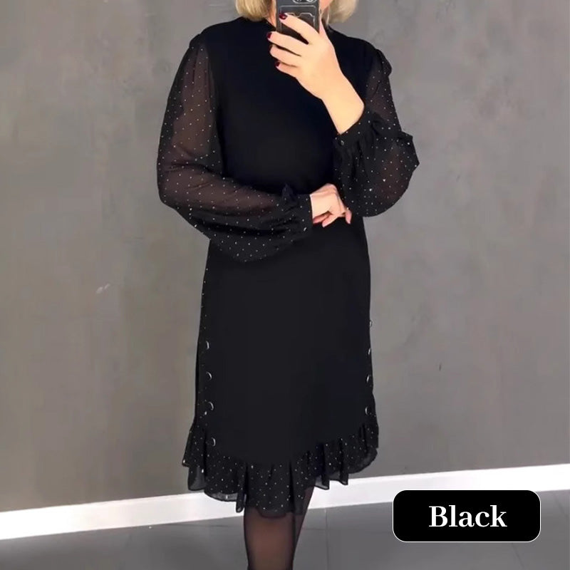 Thessariae - Elegante Robe met Kristallen en Ronde Hals