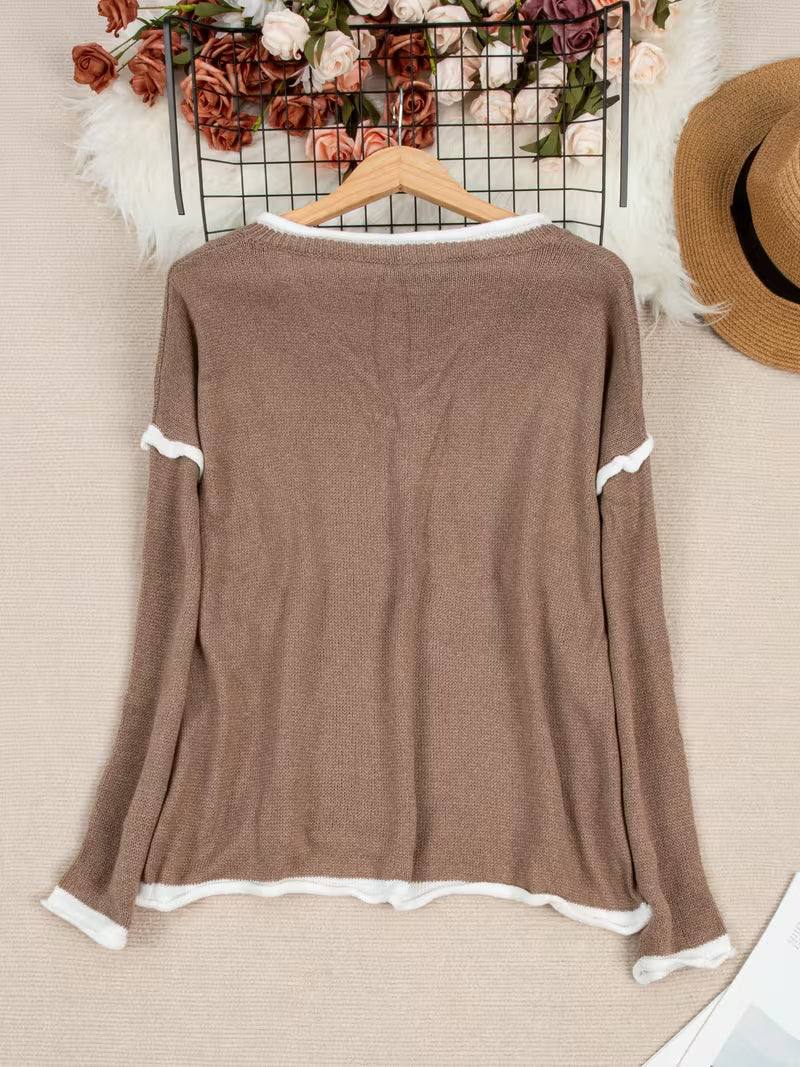 Gwenetta - V-hals Casual Trui met Lange Mouwen