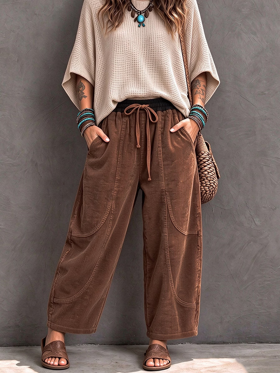 Sientje - Harem broek voor dames van ribfluweel met elastische taille