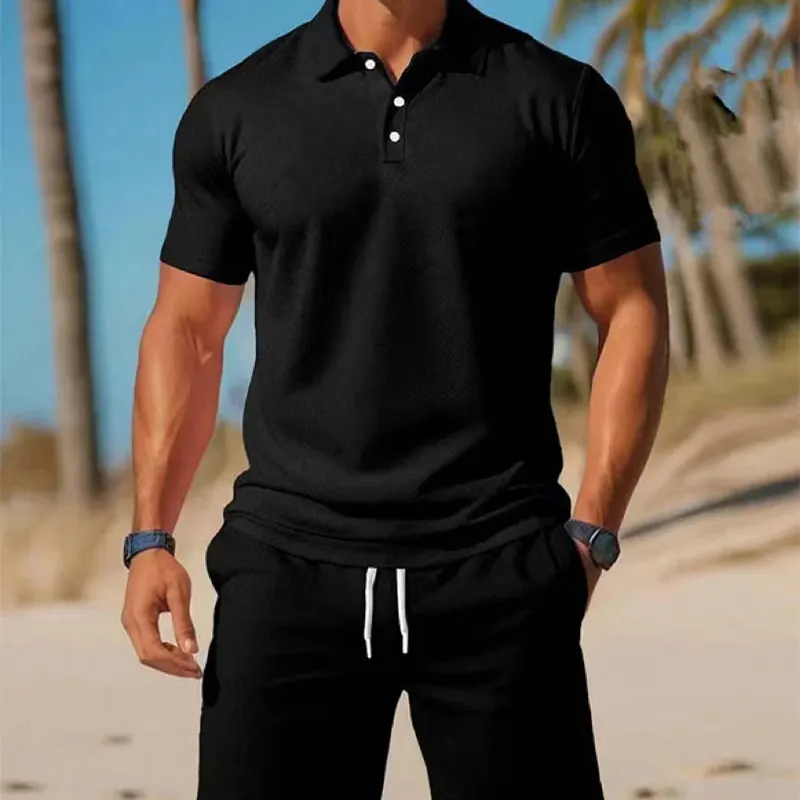 Adrien - Tweedelige zomerset heren met polo en shorts