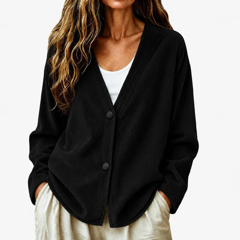 Priscilla - Dames cardigan met V-hals en ruime pasvorm