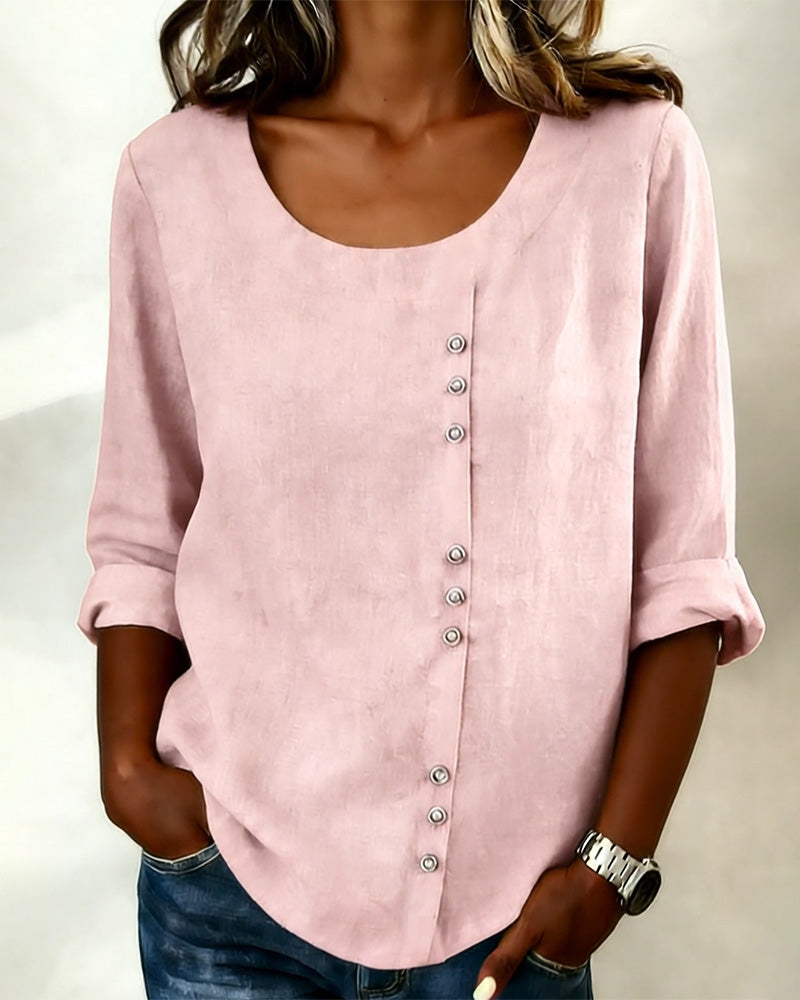 Quillane - T-shirt met Ronde Hals en Lange Mouwen