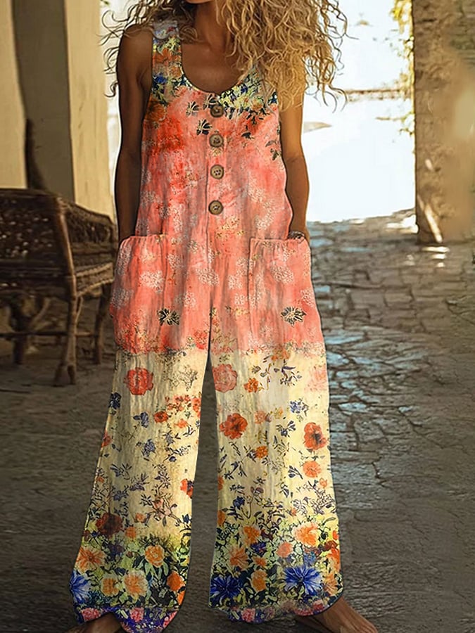 Lunelle - Vintage jumpsuit met bloemenpatroon voor dames