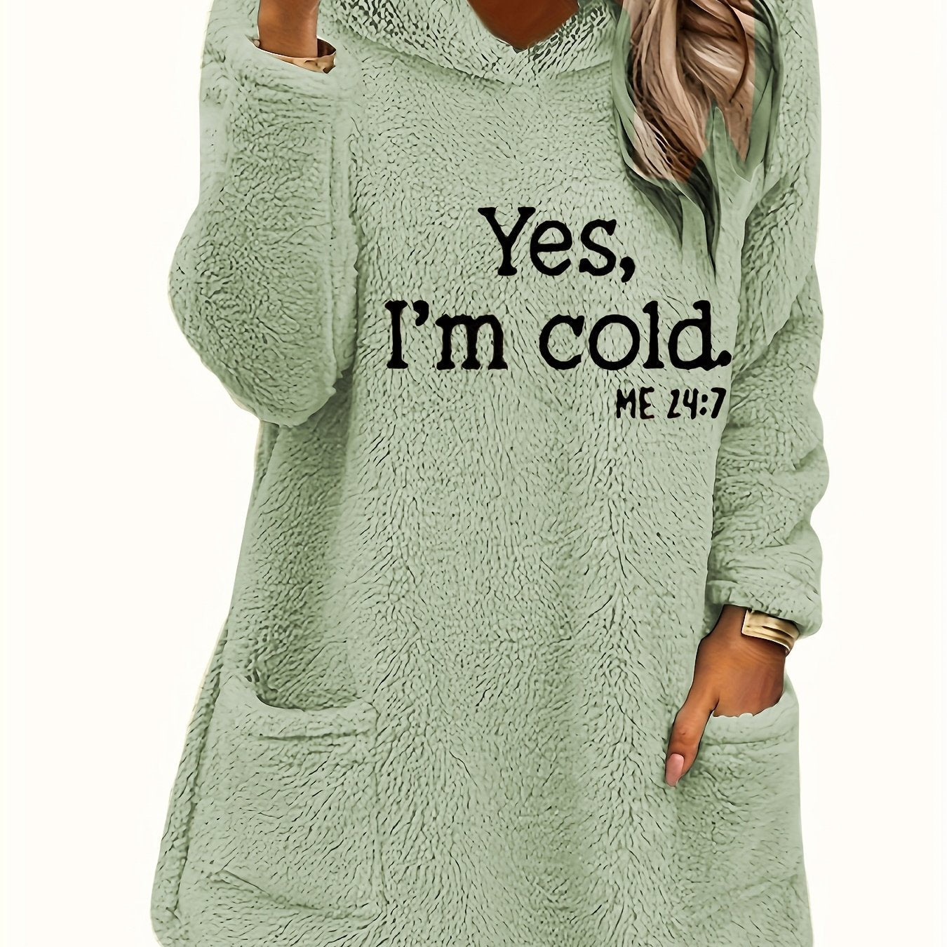 Marilina - Sweatshirt van Pluche met Hoodie en Print