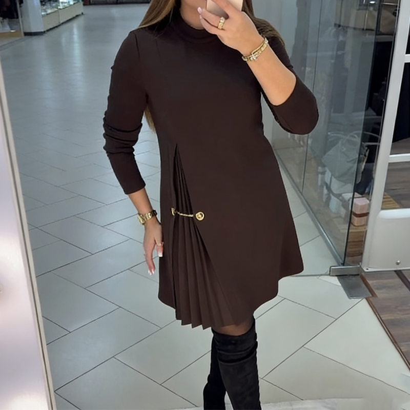 Mariselyne - Elegante Jurk met Asymmetrische Plissé Detail