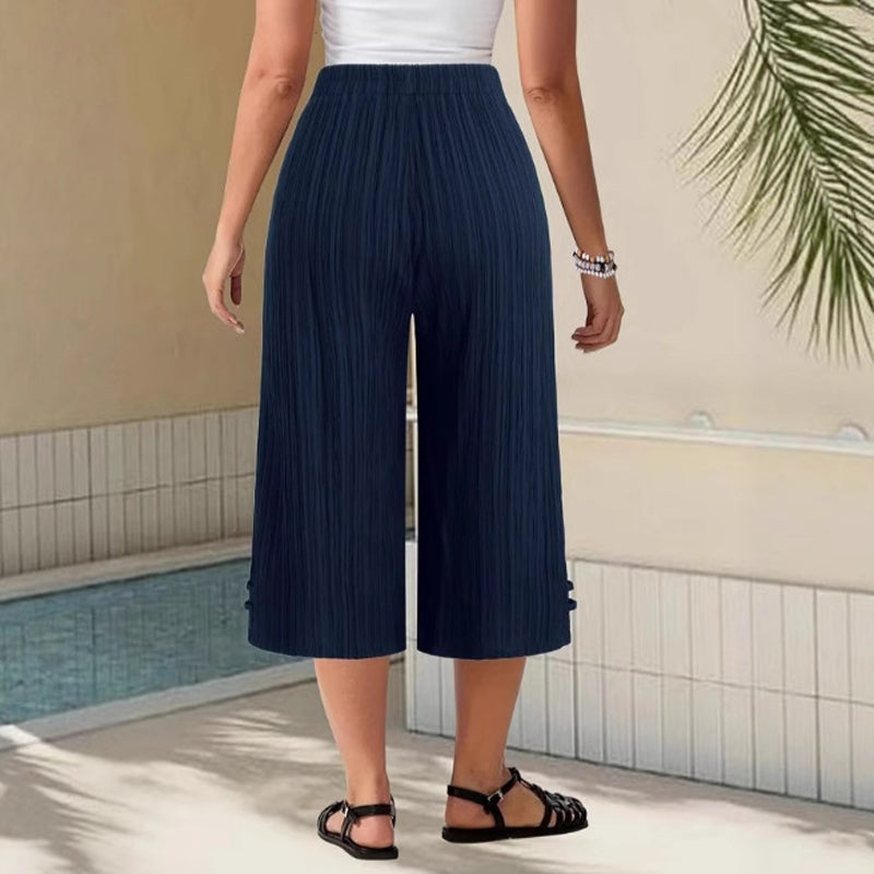Cyntra - Vrouwenbroek Katoen Linnen Wijde Benen Comfort Taille Vloeiende Pasvorm