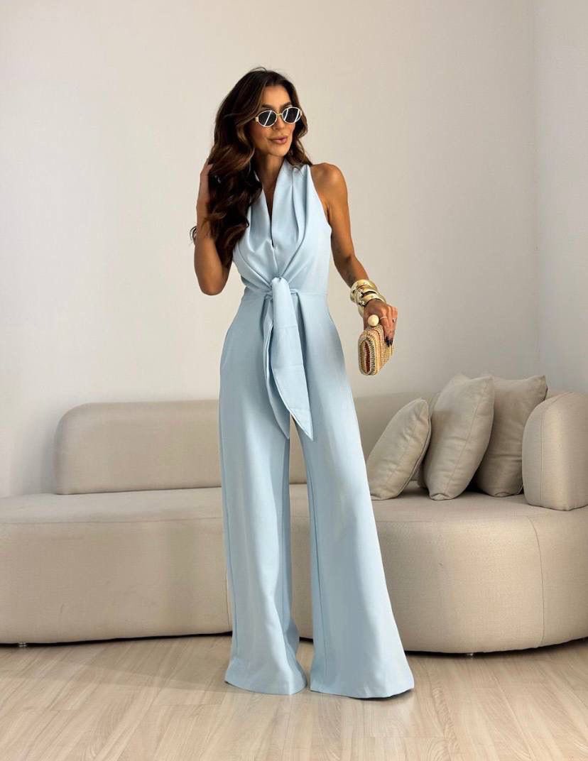 Nexellea - Vrouwelijke Elegante Vloeibare Jumpsuit Met Gedefinieerde Taille Chique Stijl Avond