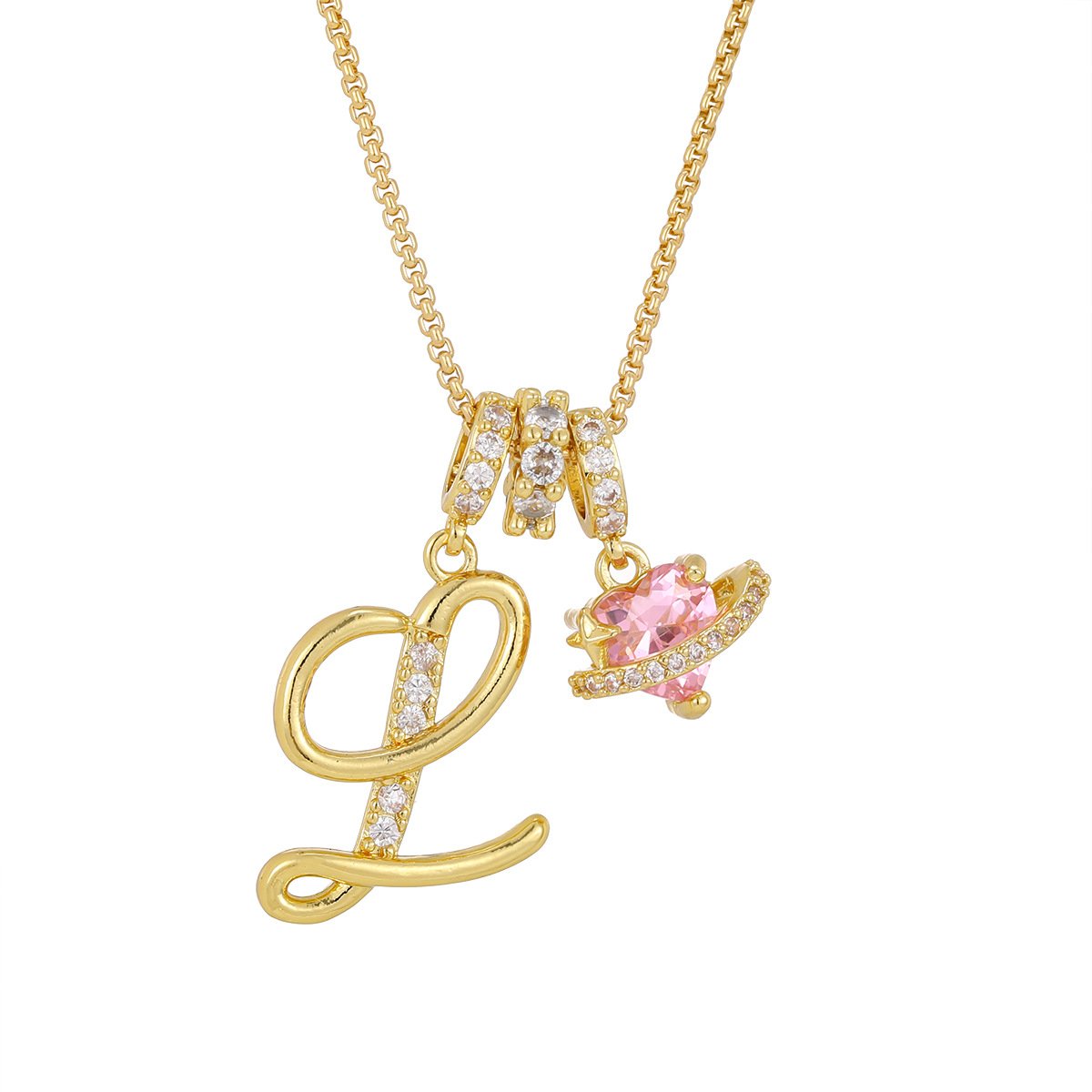 Carmelle - Initialen Ketting Met Roze Hartje