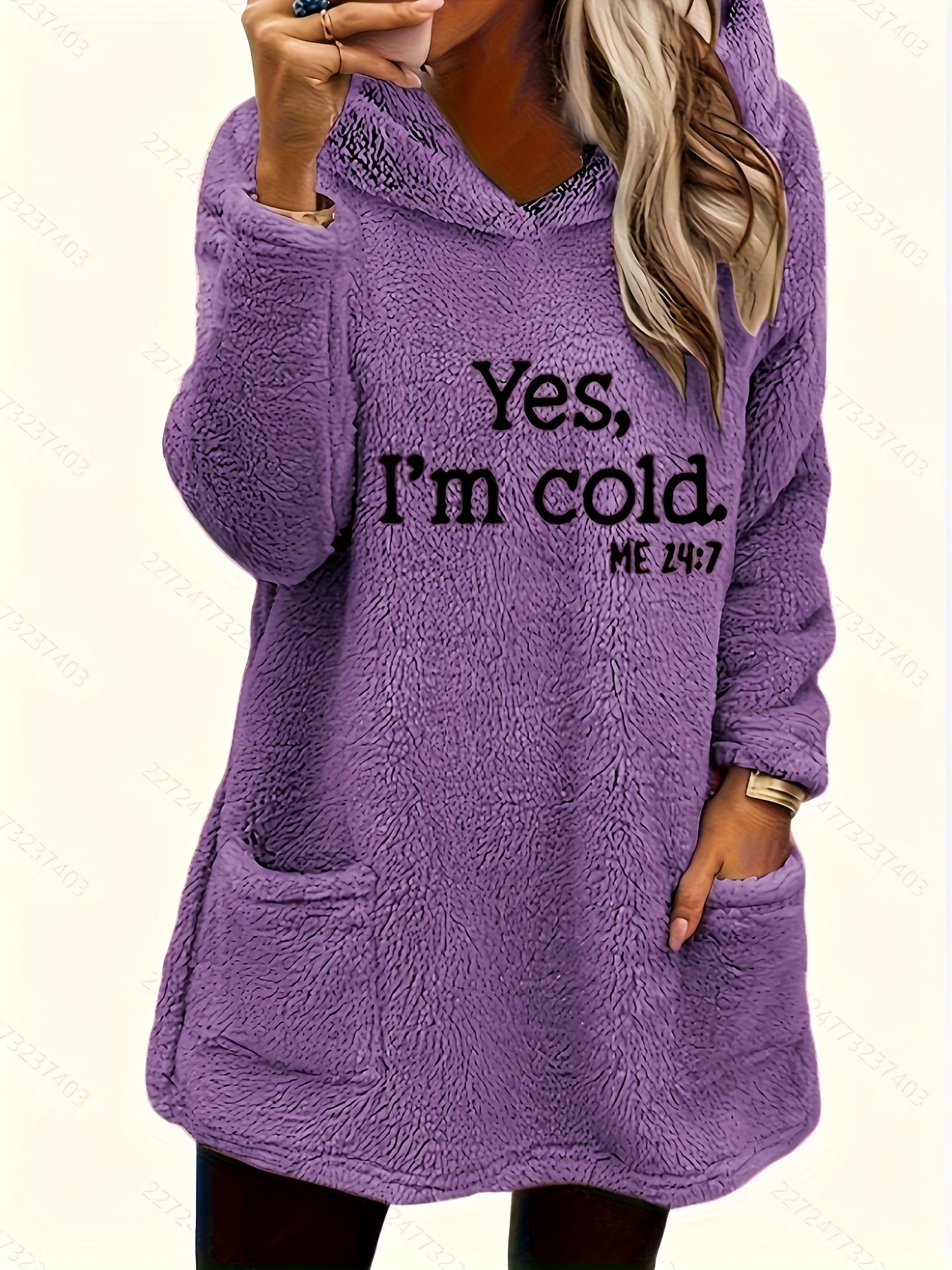 Marilina - Sweatshirt van Pluche met Hoodie en Print