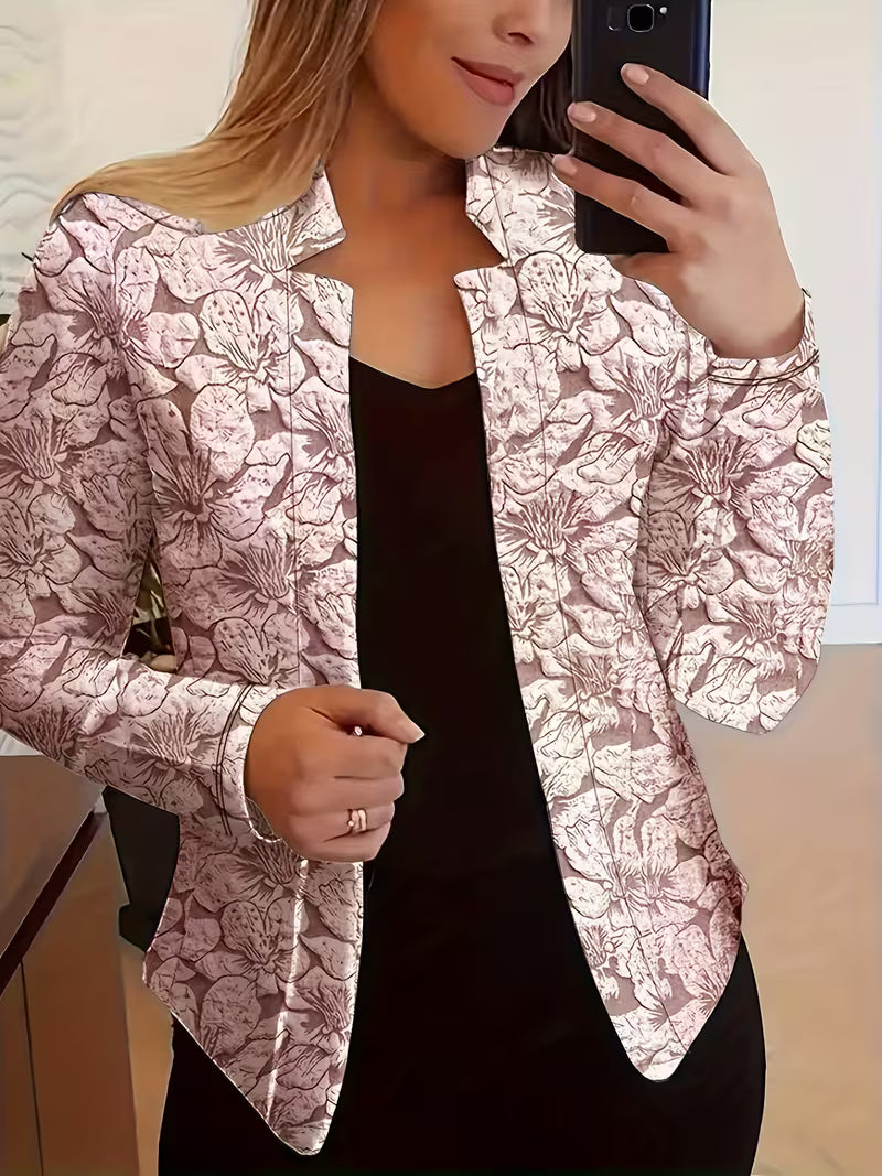 Mylène - Damesblazer met bloemenprint, gestructureerde kraag en lange mouwen