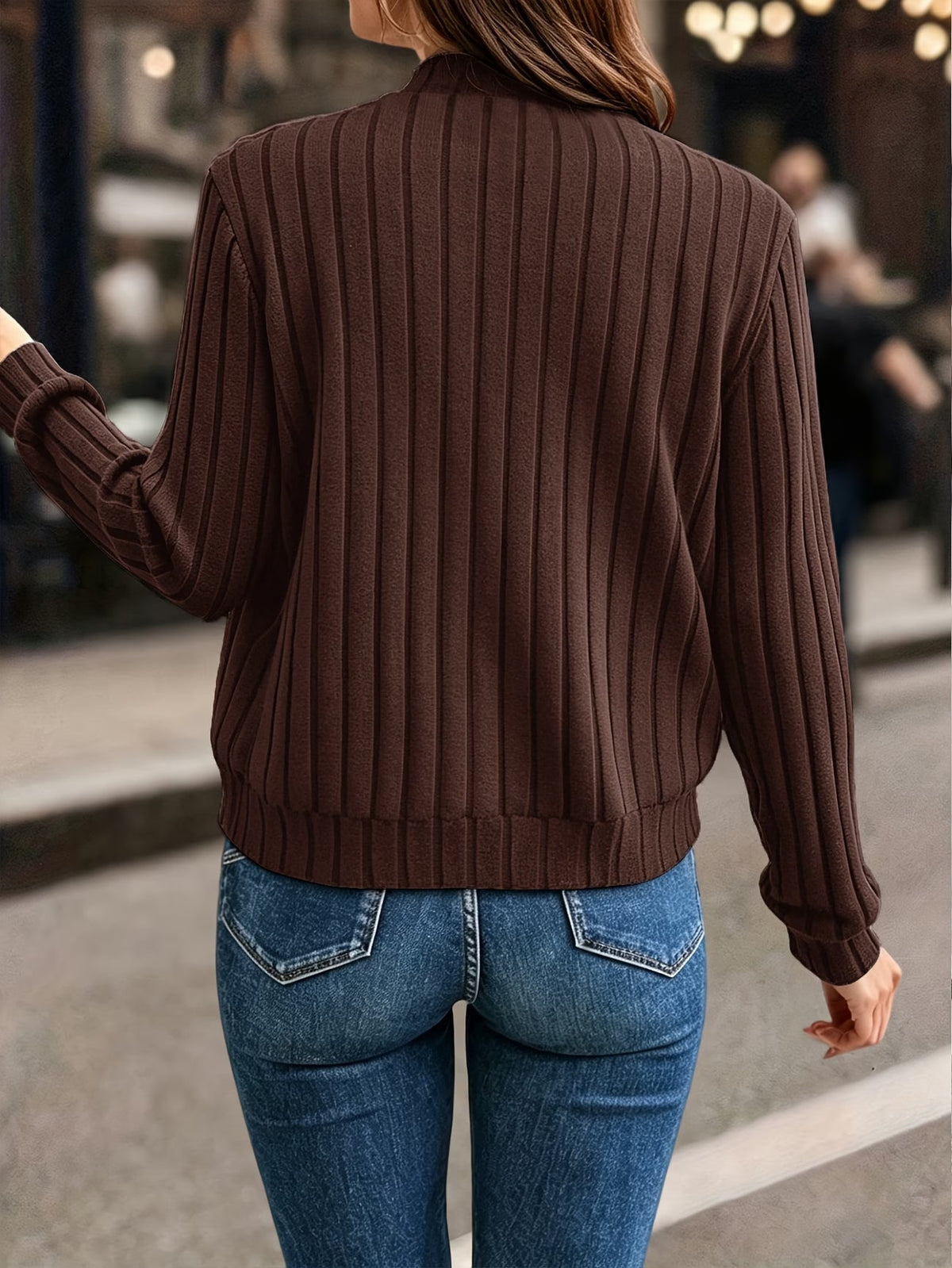 Coby - Dames ribgebreide vest met rits