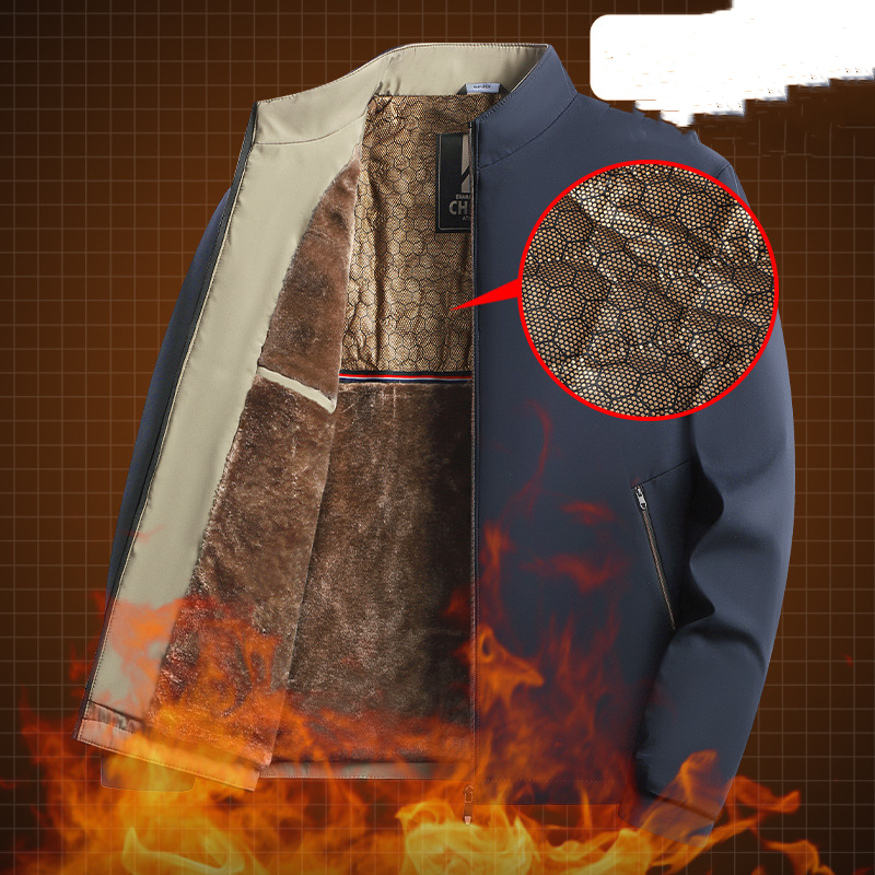 Jacob - Heren warme zip-up jas met beschermende hoge kraag