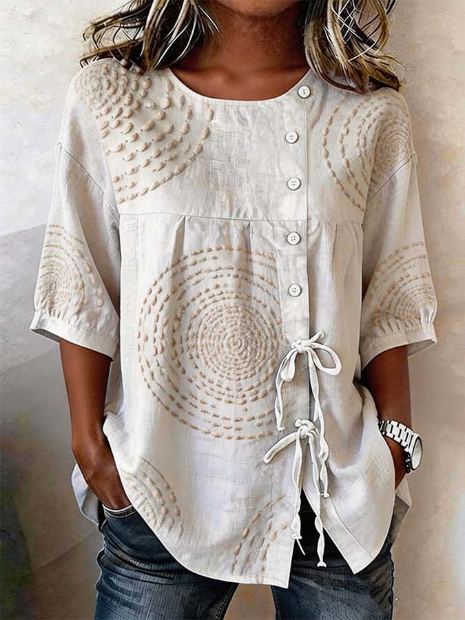 Nexira - Vrouwelijke blouse van lichte bohemien elegant natuurlijk