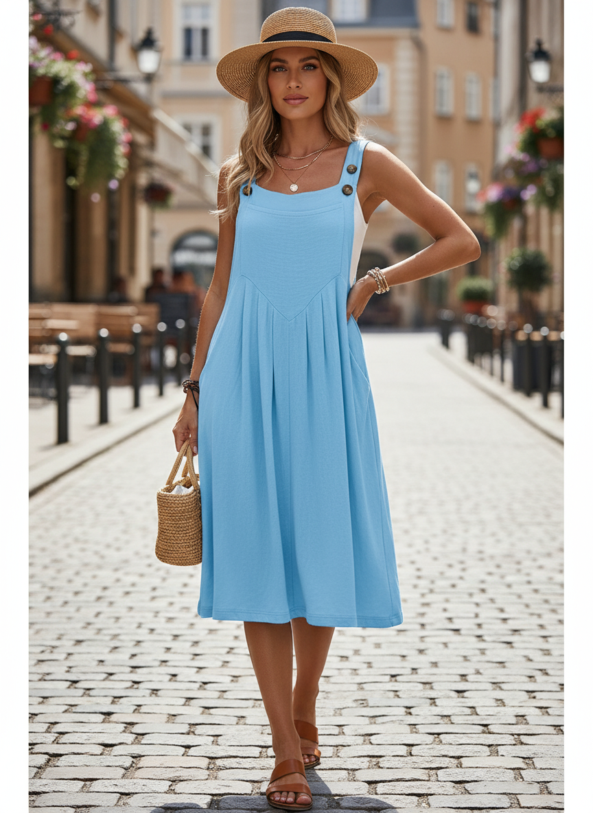 Rhyzelia - Dames Zomer Jumpsuit Zonder Mouwen met Brede Benen
