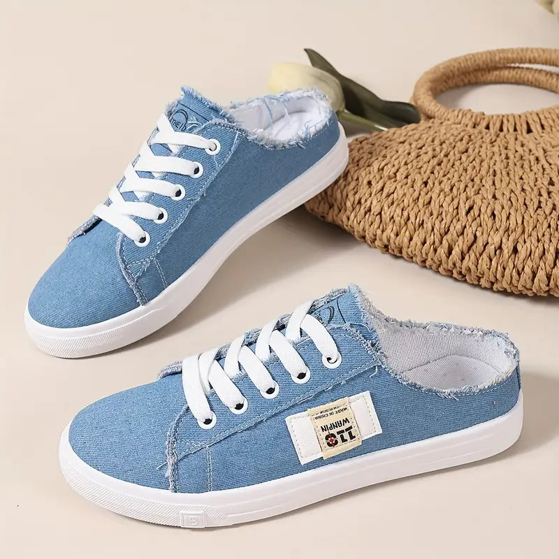Cyrelia - Trendy en comfortabele platte veterschoenen van canvas die overal bij passen