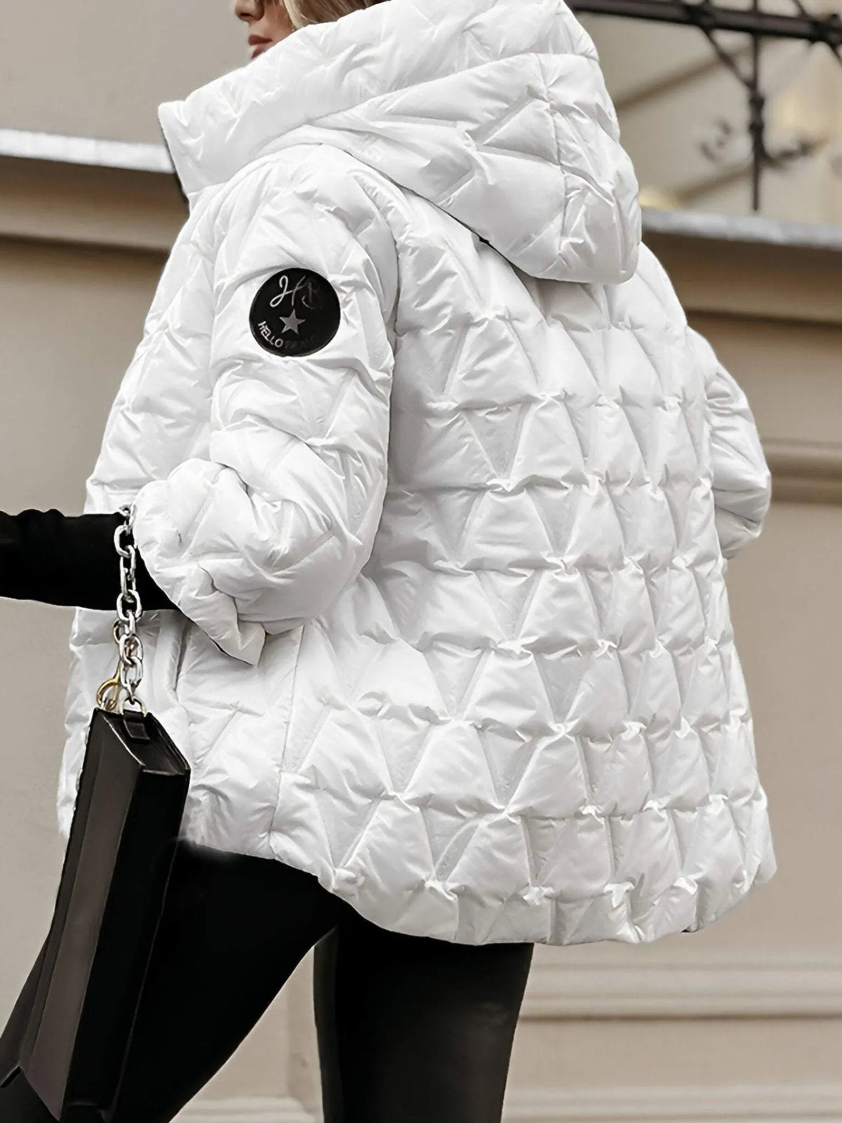Liselore - Dames gewatteerde hoodiejas met diamantpatroon