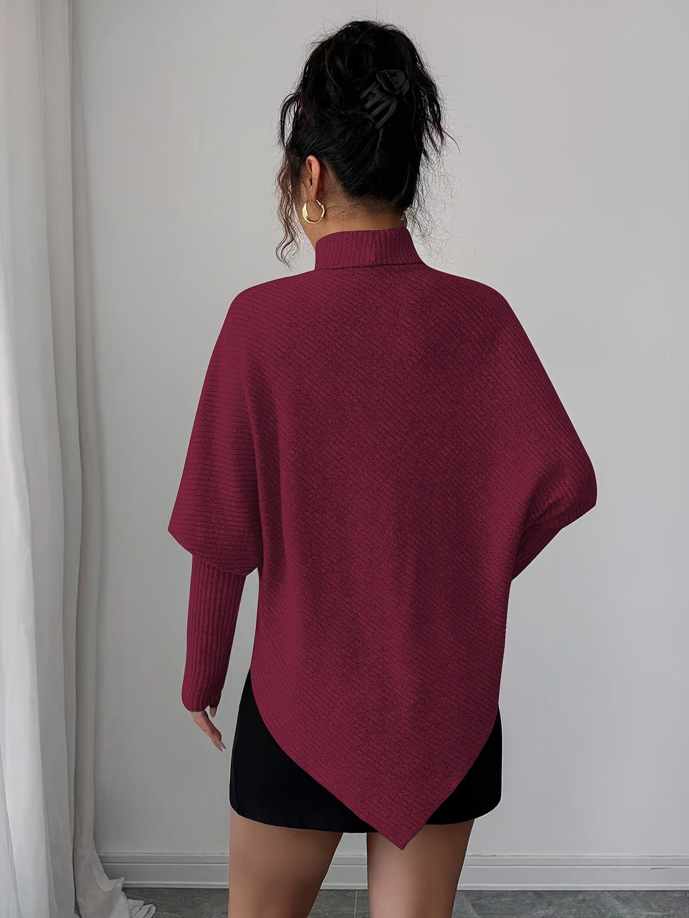 Ilyssa - Asymmetrische Trui Met Hoge Hals Moderne Elegant