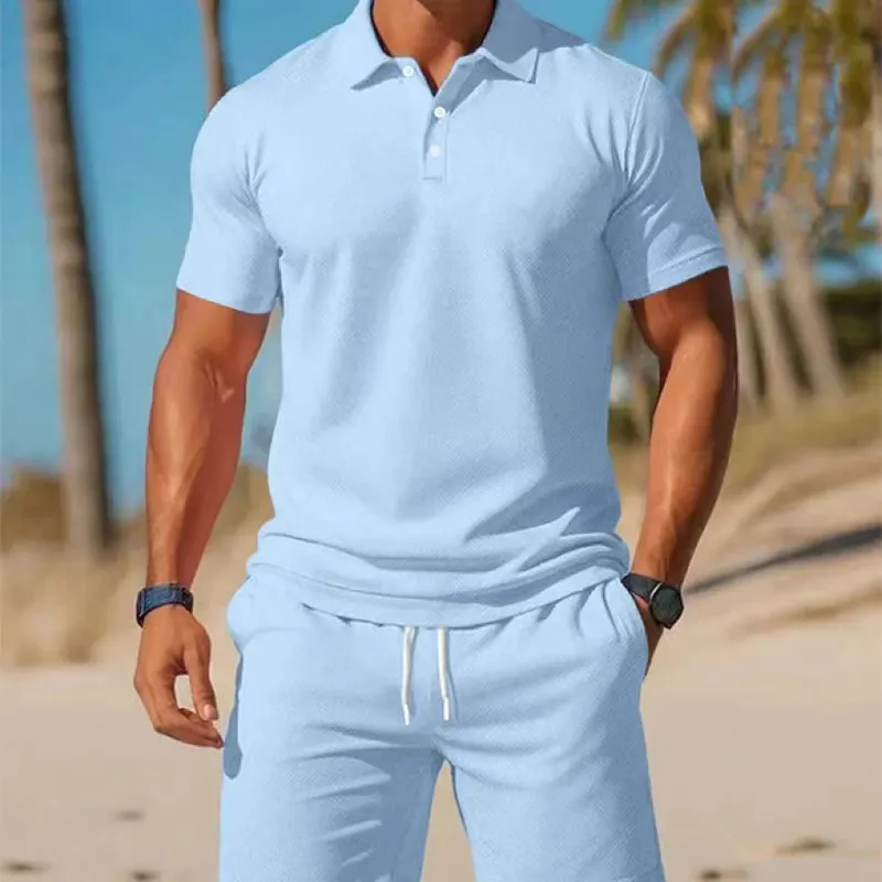 Adrien - Tweedelige zomerset heren met polo en shorts