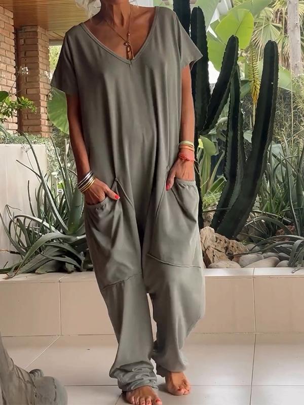 Zaria - Elegante jumpsuit met V-hals: een eenvoudige, verfijnde en veelzijdige stijl