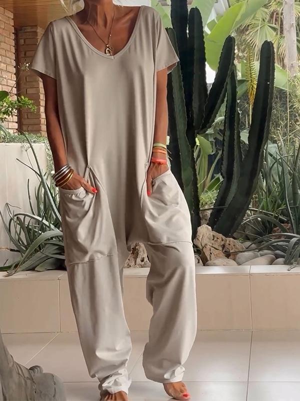 Zaria - Elegante jumpsuit met V-hals: een eenvoudige, verfijnde en veelzijdige stijl