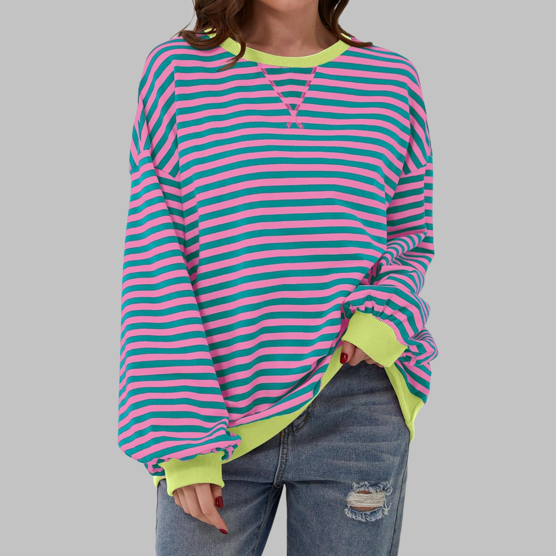 Helyria - Dames oversized gestreepte trui comfortabele casual stijl winter