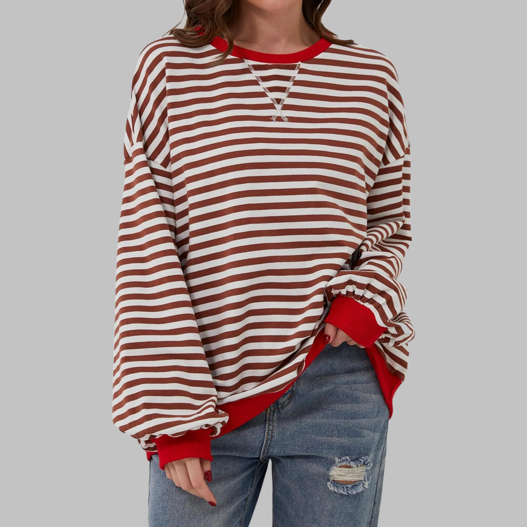 Helyria - Dames oversized gestreepte trui comfortabele casual stijl winter