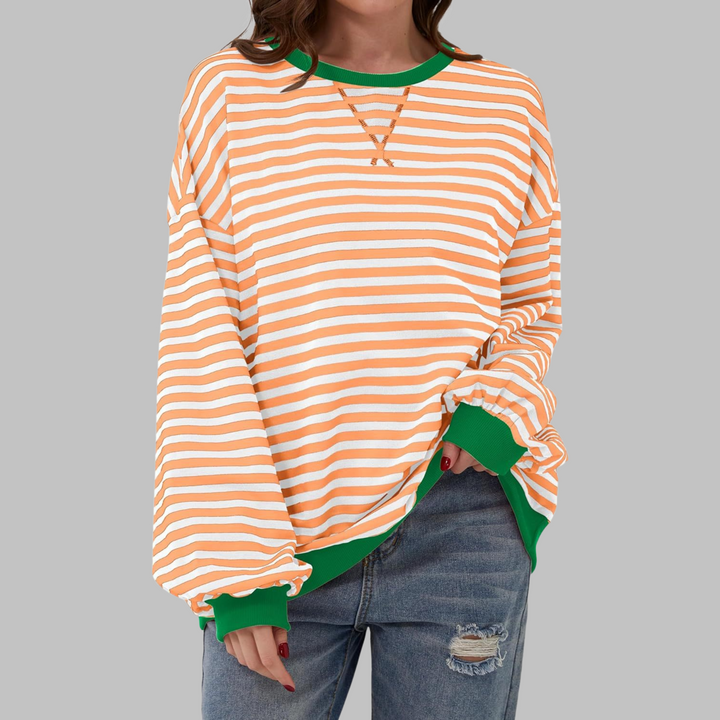 Helyria - Dames oversized gestreepte trui comfortabele casual stijl winter
