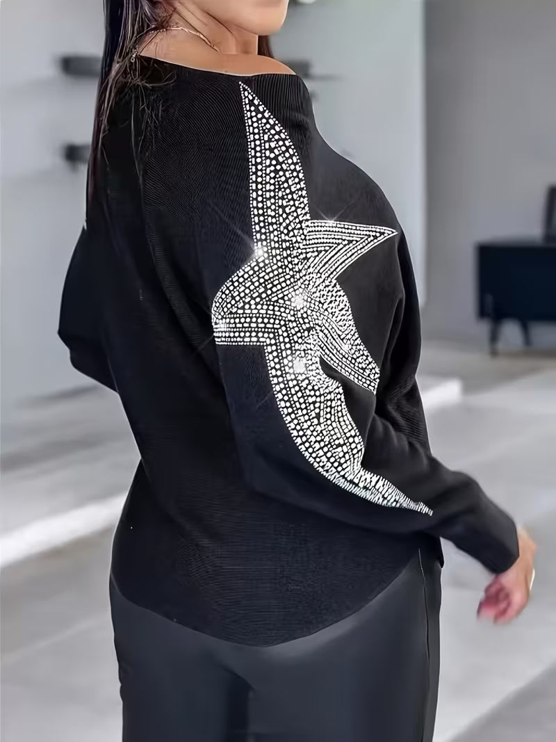 Doralissea - Elegante Lange Mouwen Trui met Sterrenprint