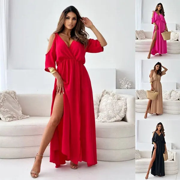 Rovenza - Maxi jurk voor dames met blote schouders en elegante split