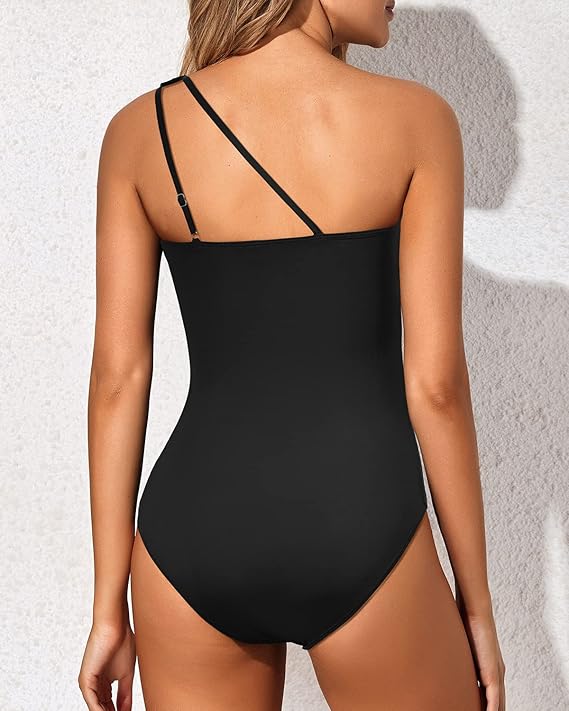 Zenia - Getailleerde one-shoulder badpak