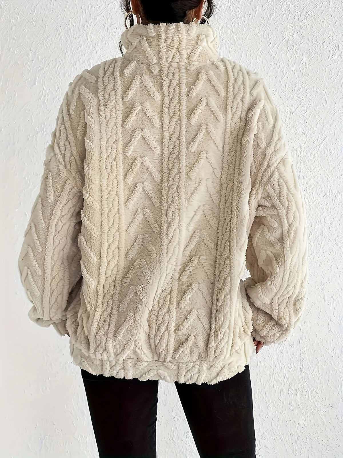 Claudette - Luxe Sweatshirt met Fleece en Kabeltricot