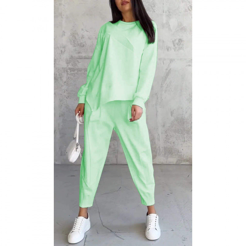 Evanna - Vrouwen asymmetrisch sweatshirt set met comfortabele broek