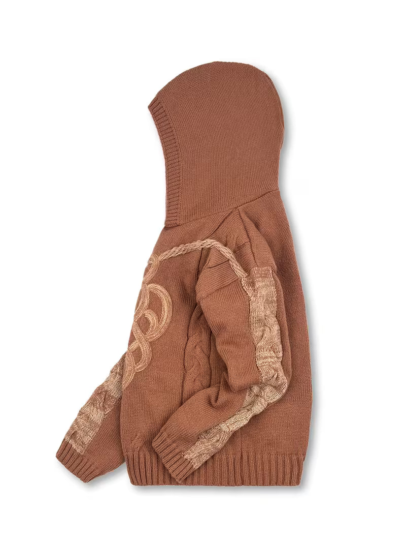 Helmira - Gebreide Hoodie met Vlechtpatroon