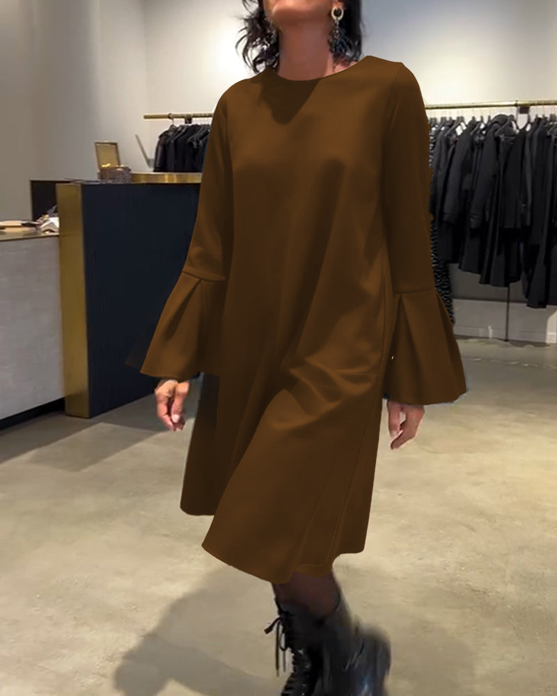 Jovalinne - Casual Jurk met Uitlopende Mouwen