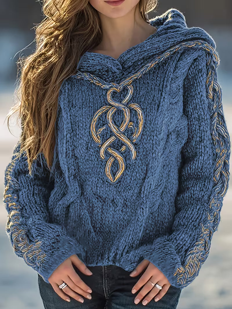 Helmira - Gebreide Hoodie met Vlechtpatroon