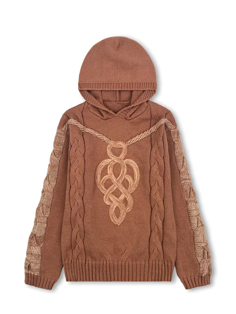 Helmira - Gebreide Hoodie met Vlechtpatroon