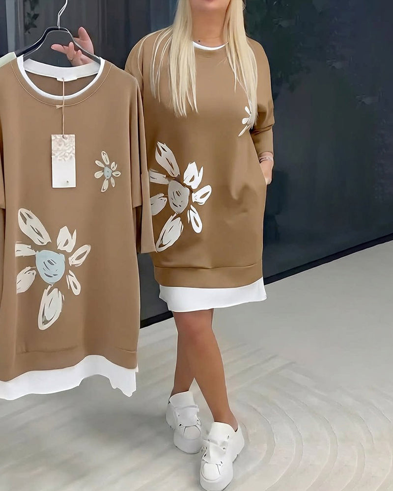 Ravessa - Casual Jurk met Bloemenpatroon