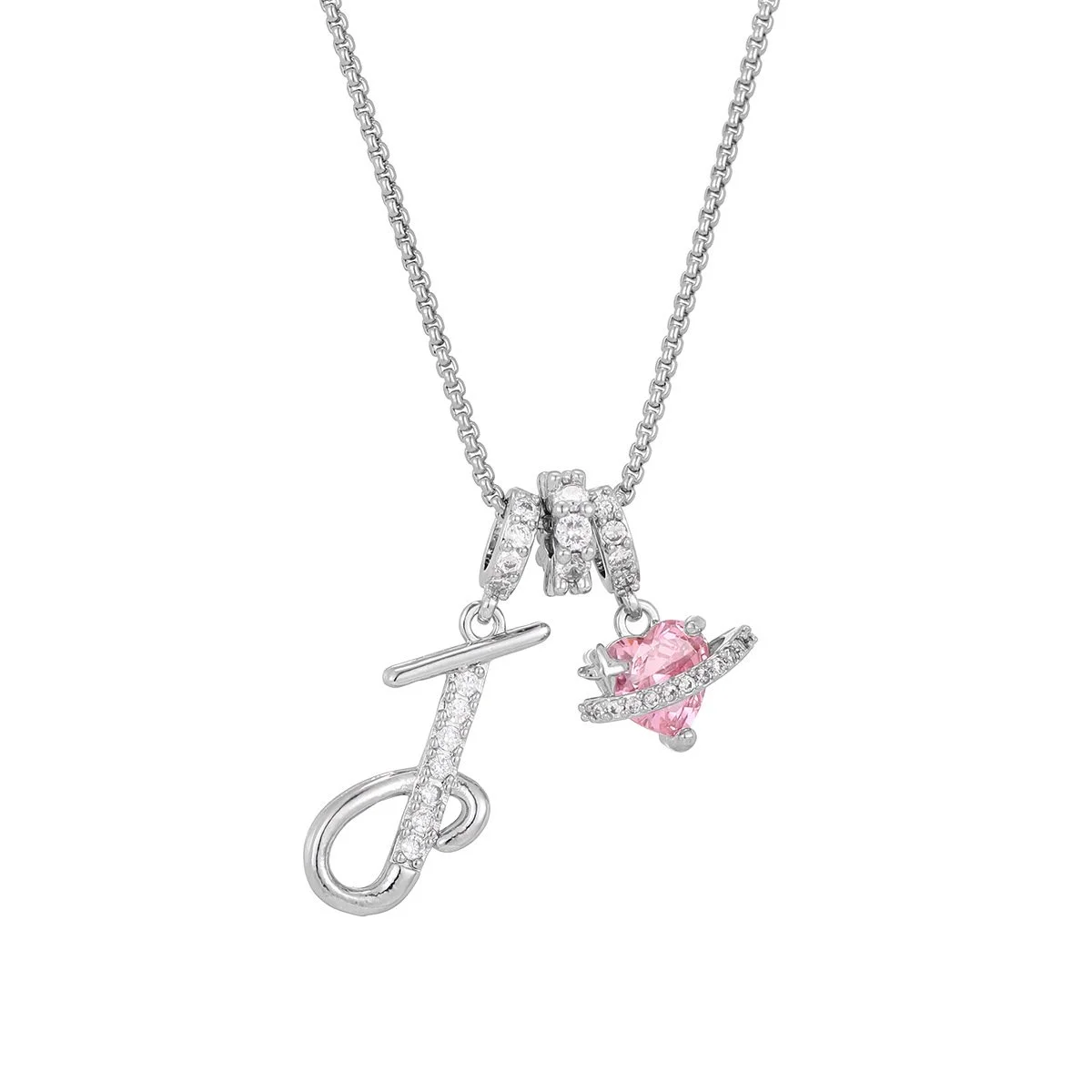 Carmelle - Initialen Ketting Met Roze Hartje