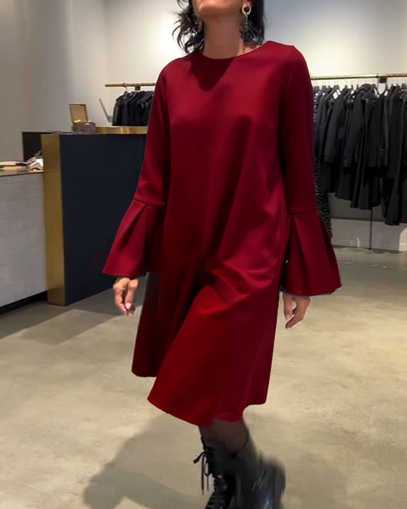 Jovalinne - Casual Jurk met Uitlopende Mouwen