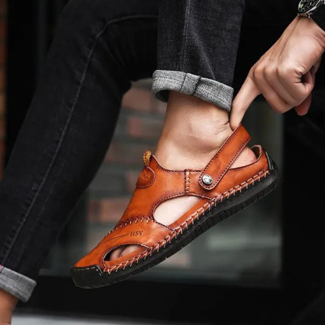 LeatherSandals - Zacht Lederen Heren Ademend Buitensandalen