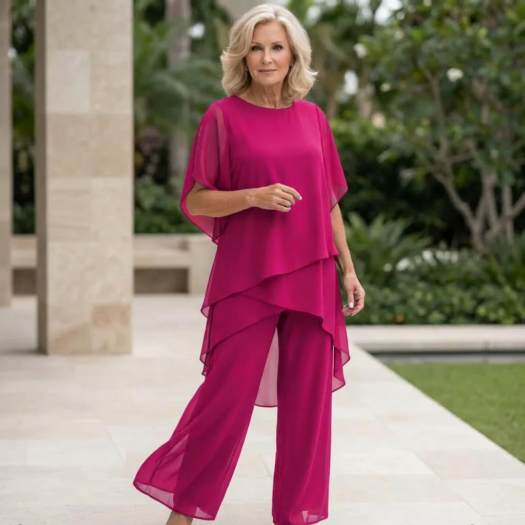 Eryndra - Elegant Vrouwen Ensemble met Drapé Palazzo Broek