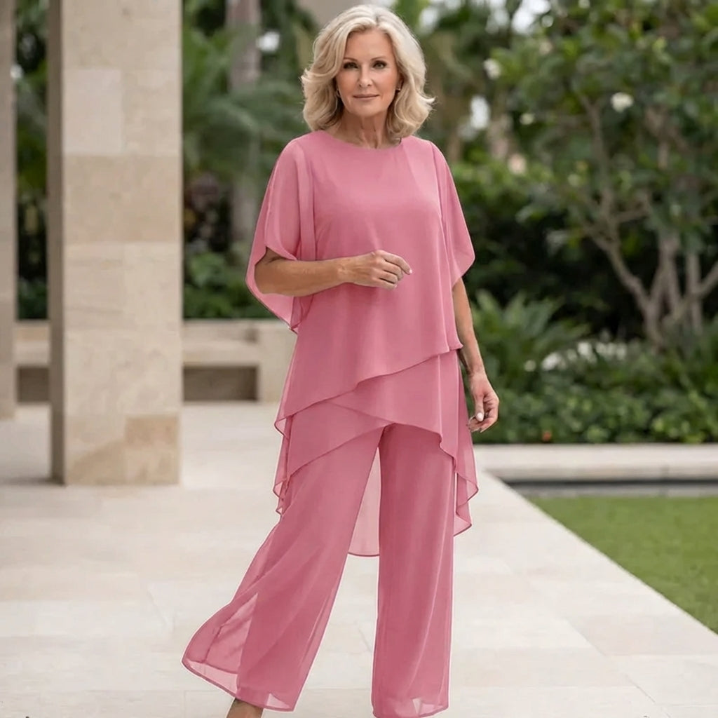Eryndra - Elegant Vrouwen Ensemble met Drapé Palazzo Broek
