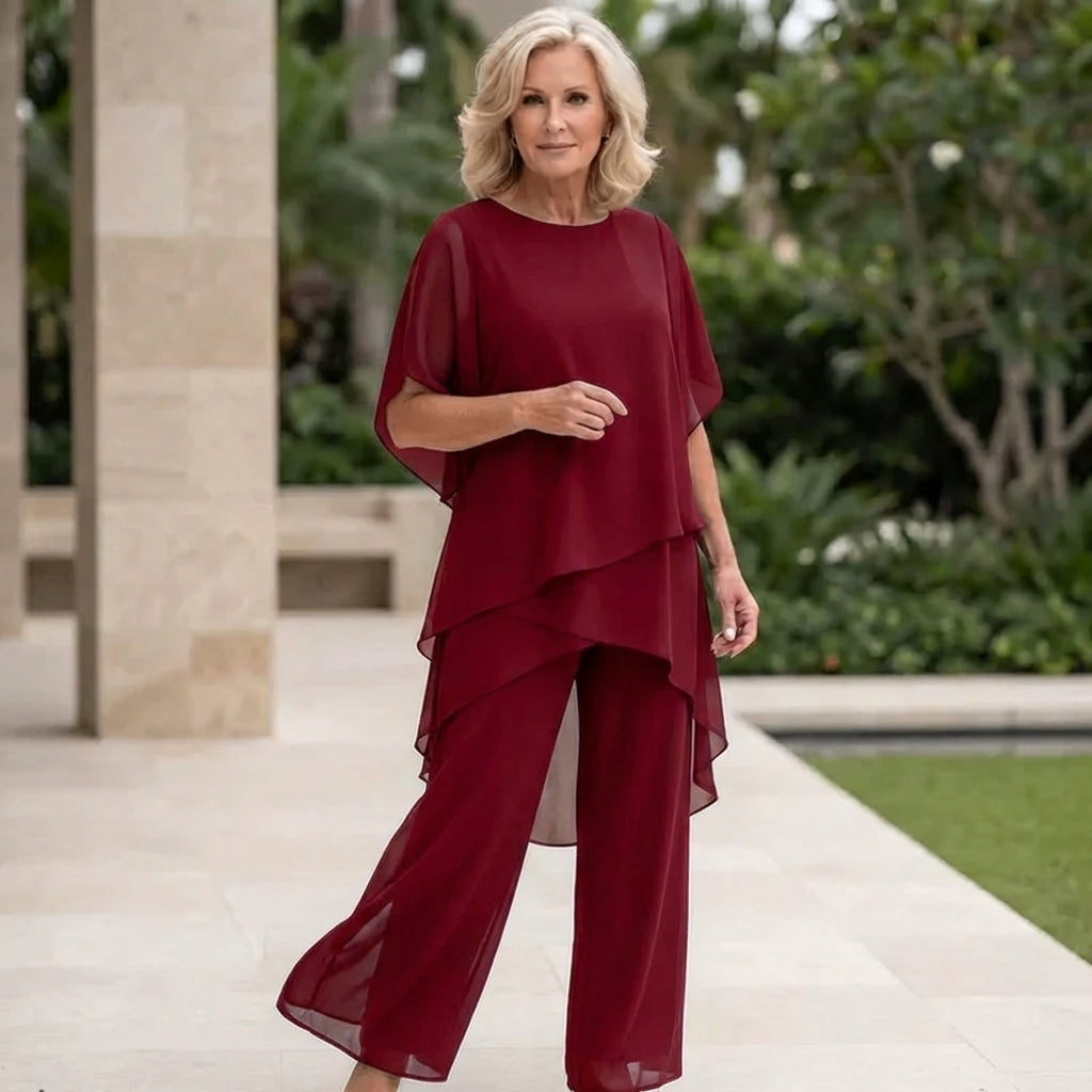 Eryndra - Elegant Vrouwen Ensemble met Drapé Palazzo Broek