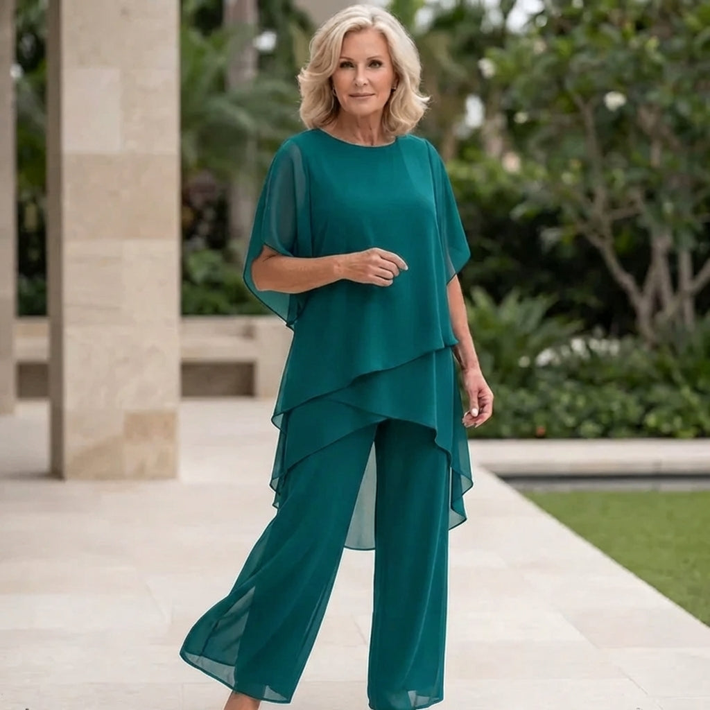 Eryndra - Elegant Vrouwen Ensemble met Drapé Palazzo Broek