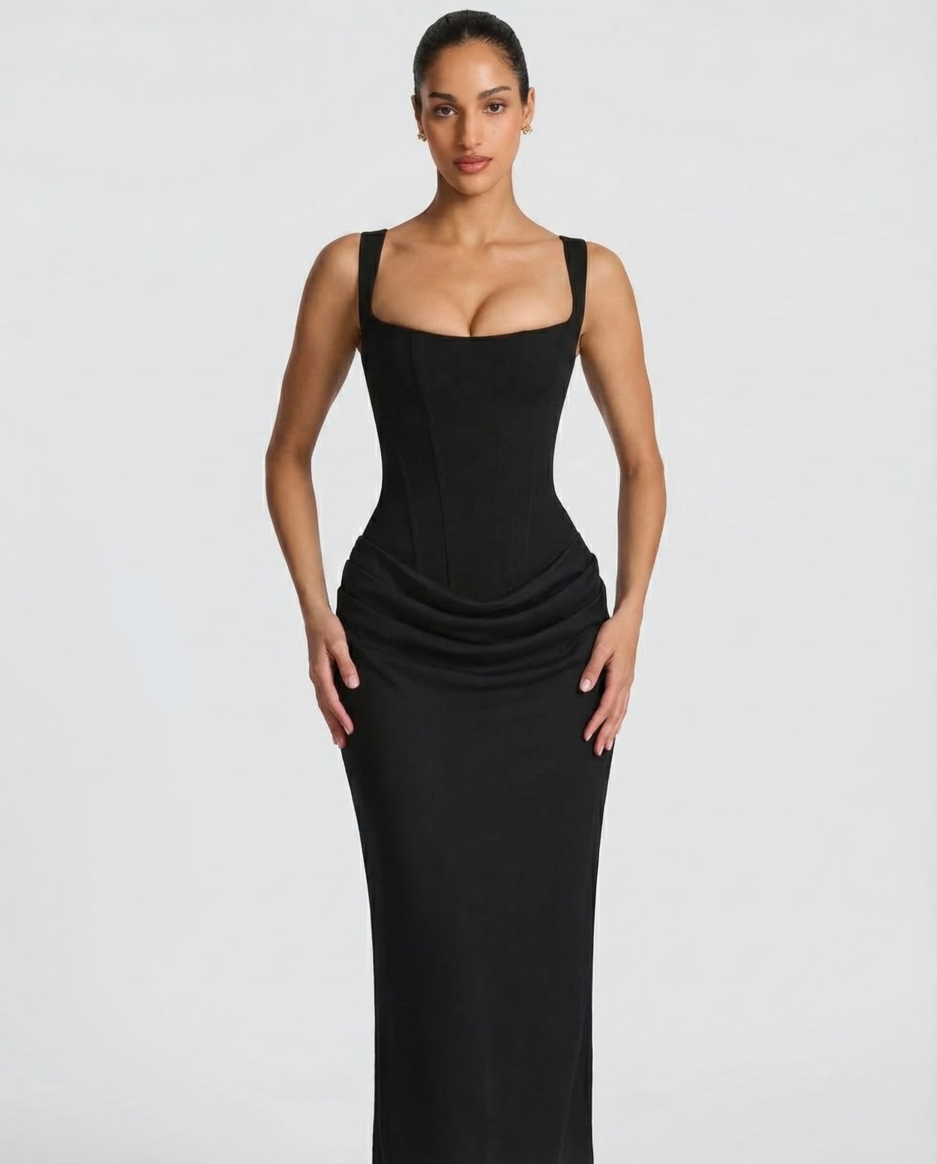 Elyndoria - Maxijurk voor dames, strakke pasvorm met een elegante en satijnen zandloper-effect
