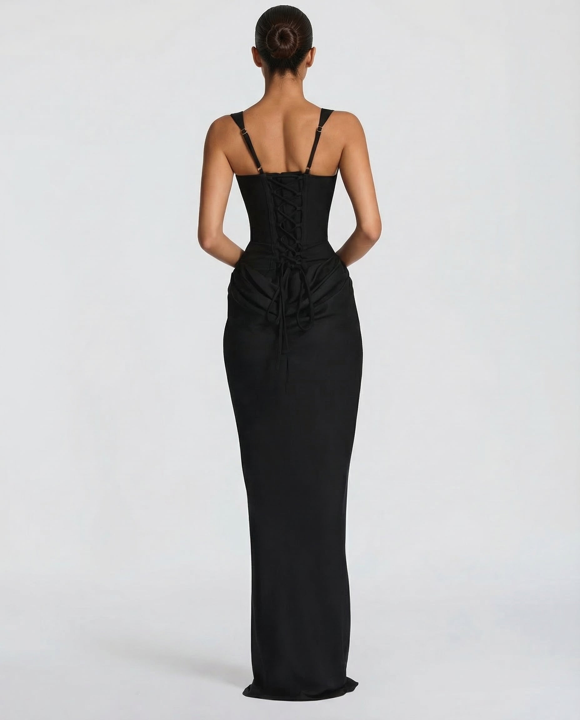 Elyndoria - Maxijurk voor dames, strakke pasvorm met een elegante en satijnen zandloper-effect