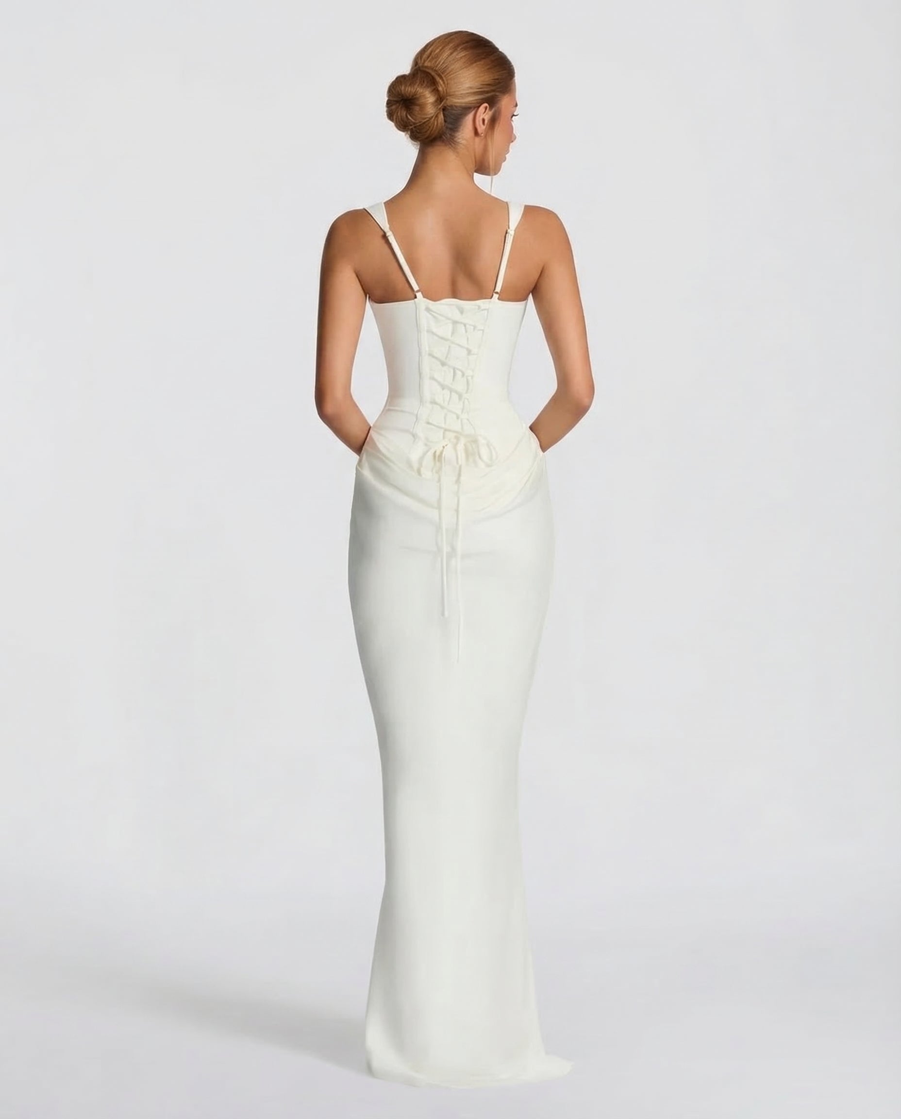 Elyndoria - Maxijurk voor dames, strakke pasvorm met een elegante en satijnen zandloper-effect