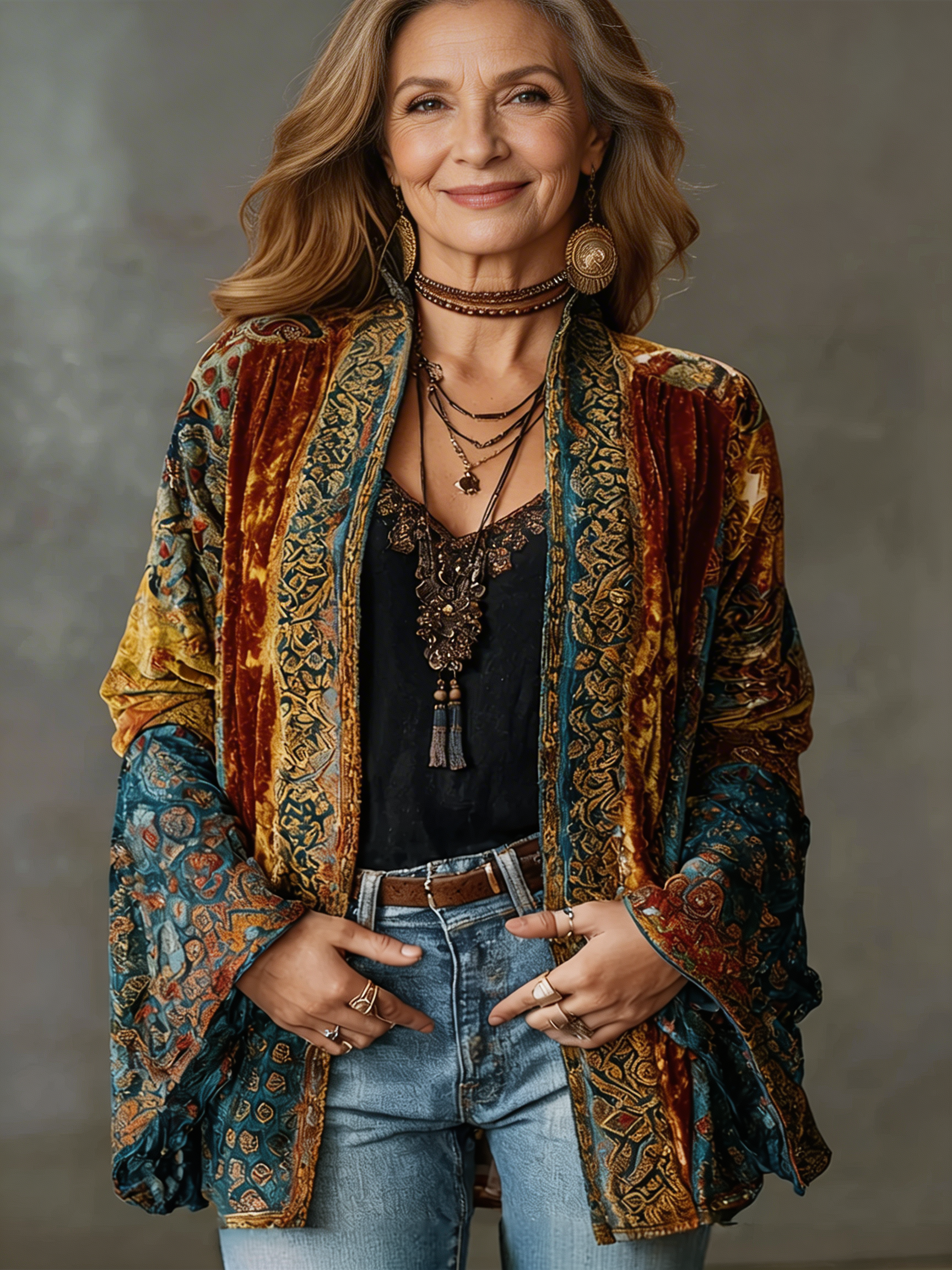 Ariana - Vrouwen Kimono Jas Vloeiend Bohemian Geborduurd Patroon Elegante Stijl