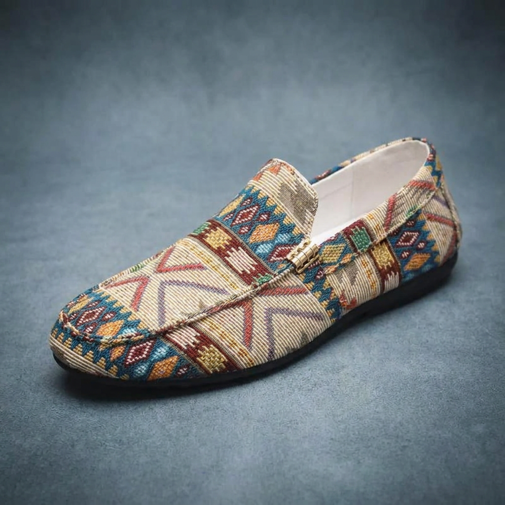 Mathis - Comfortabele heren mocassins met etnisch patroon