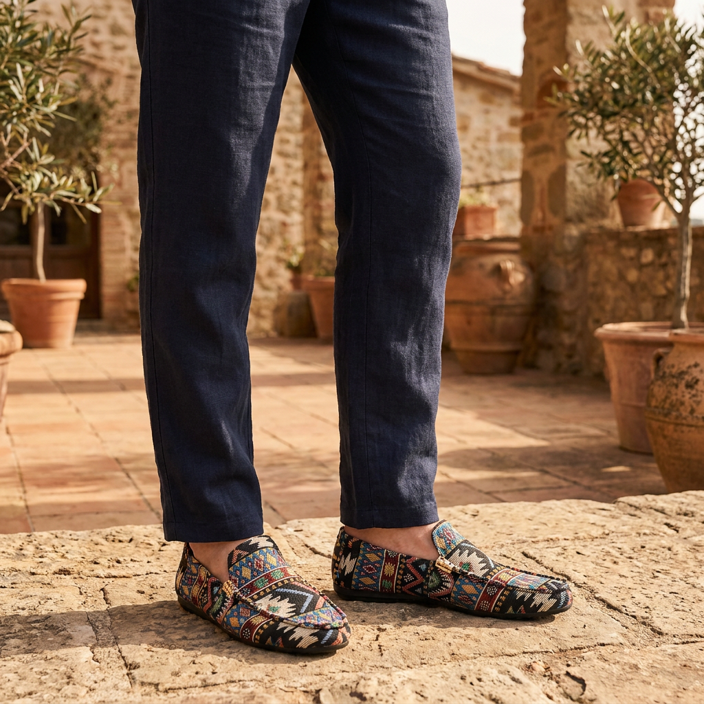 Mathis - Comfortabele heren mocassins met etnisch patroon